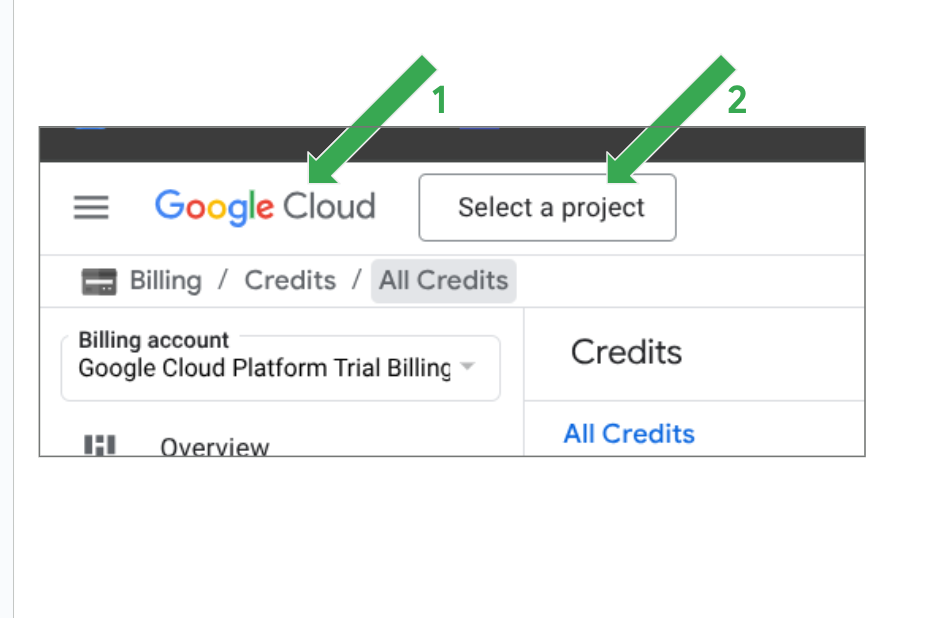 Google Cloud Console Header with Project Selector