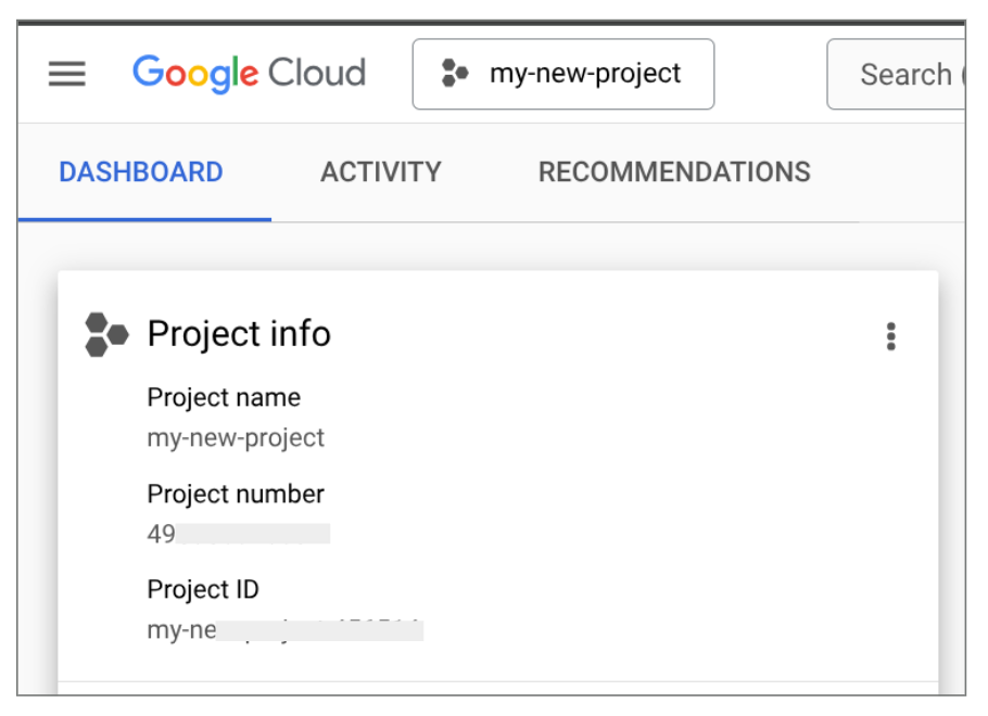 New Project Dashboard