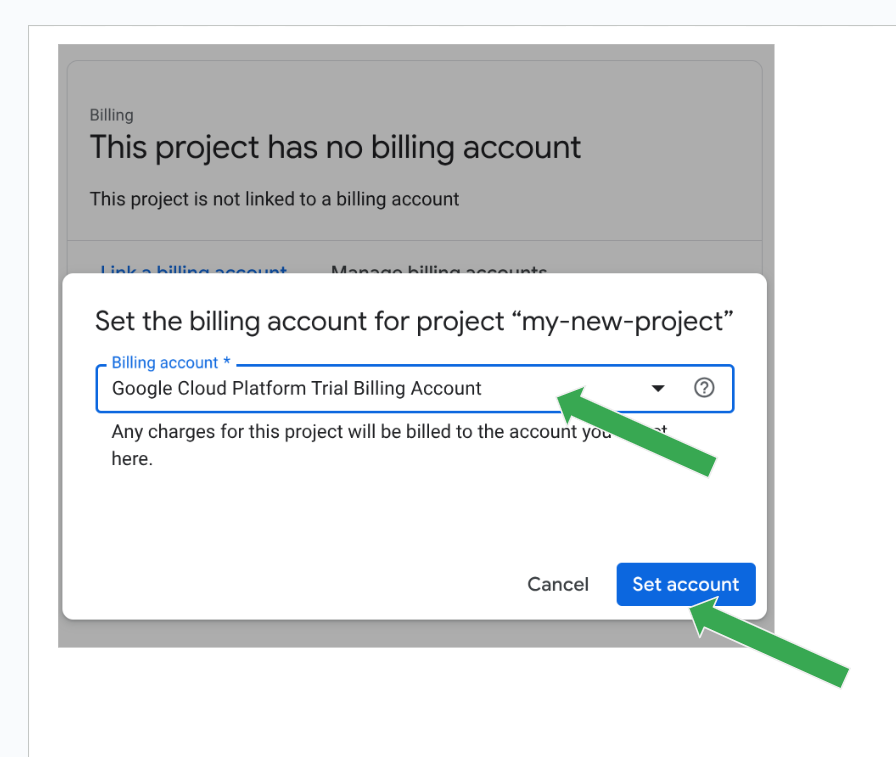 Set Billing Account Screen